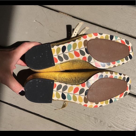 Clarks Shoes Clarks Orla Kiely Angelina Gold Mary Janes Poshmark